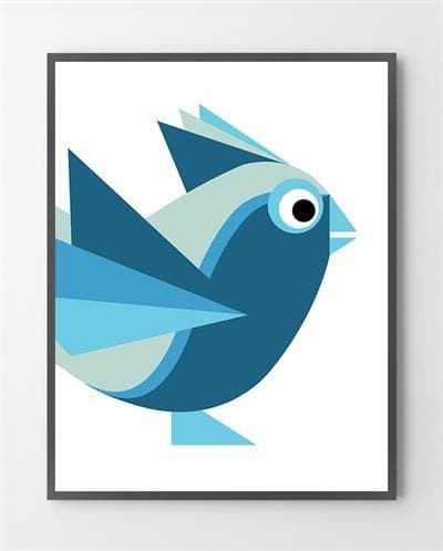 Billede af Plakat - Grafiske illustrationer - Mørkeblå Birdy - 30x40 cm.