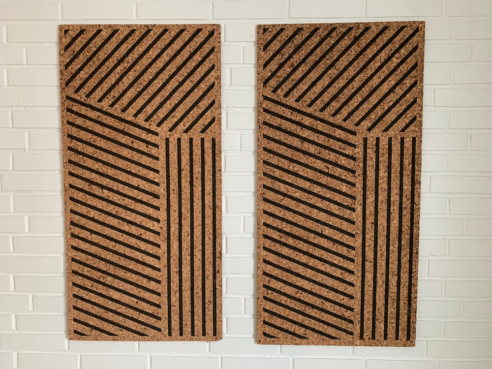 Se Korkvæg med stribet mønster - 2 stk. á 50x100 cm. hos Liseborg