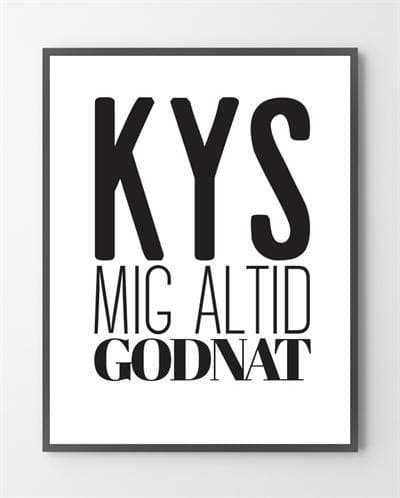 Se Plakater - Kys mig godnat - 30x40 cm. hos Liseborg