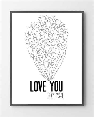 Billede af Plakat shop med Love you for real - 30x40 cm.