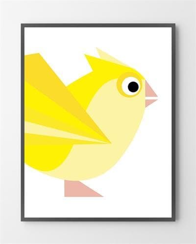 Se Plakatkunst - Birdy Gul - 30x40 cm. hos Liseborg