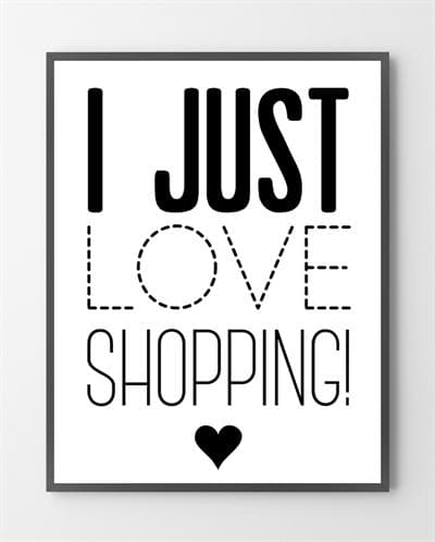 Billede af Sjove plakater - Love shopping - 30x40 cm.