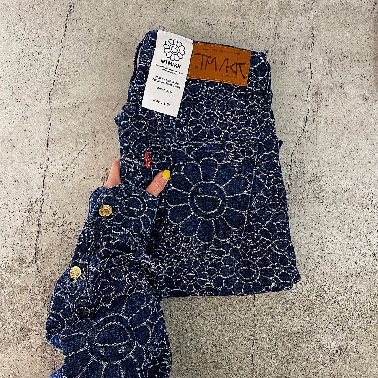 Flowers and Skulls Jacquard Denim Pants | labiela.com