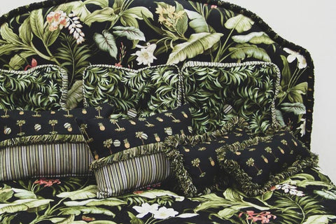 Custom bedding with biophilic design and palm tropical theme