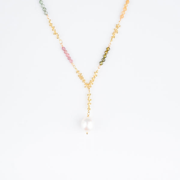 DROP PEARL TOURMALINE NECKLACE