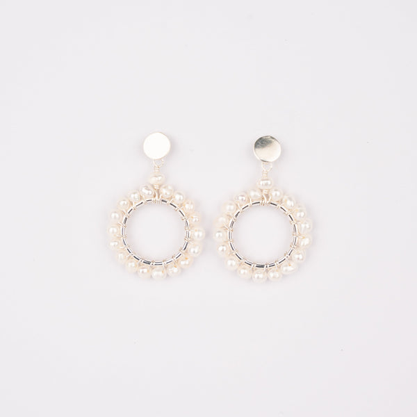 SMALL ROUND BEADED EARRINGS SILVER