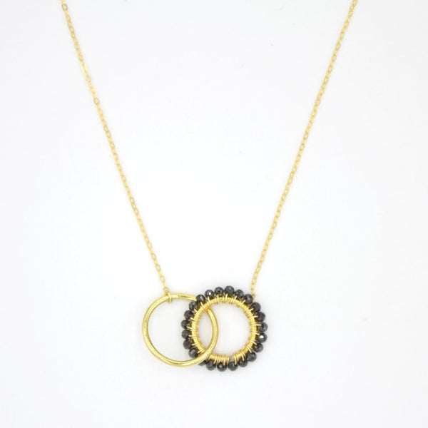 PYRITE ROUND LINKED STERLING SILVER GOLD PLATED NECKLACE