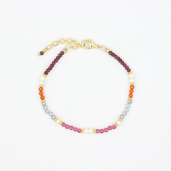 DELICATE MIXED GEMSTONE BEADED BRACELET