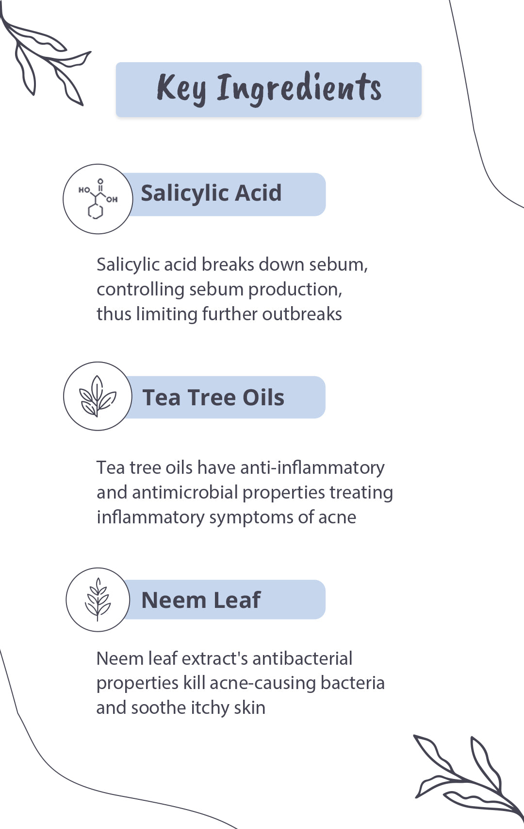 Acne Face Toner With Salicylic Acid - Key Ingredients - Mobile View