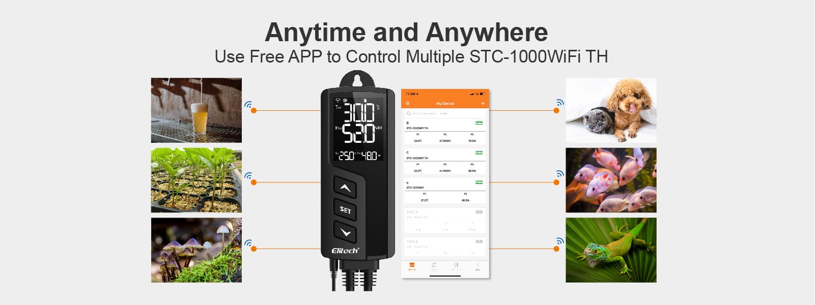 Elitech STC-1000WiFi TH Temperature and Humidity Controller Use Free APP to Control Multiple Device - Elitech UK