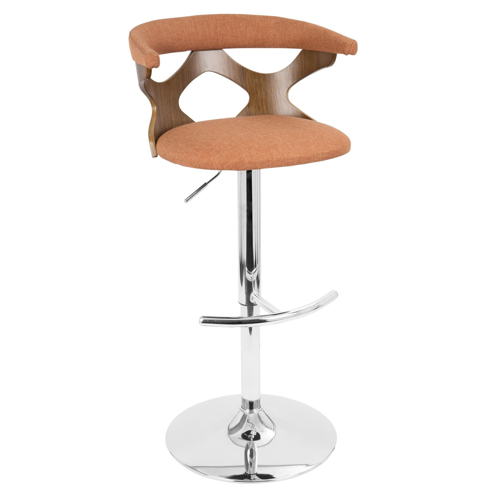 Gardenia - Adjustable Barstool - Chrome Base & Walnut Backrest