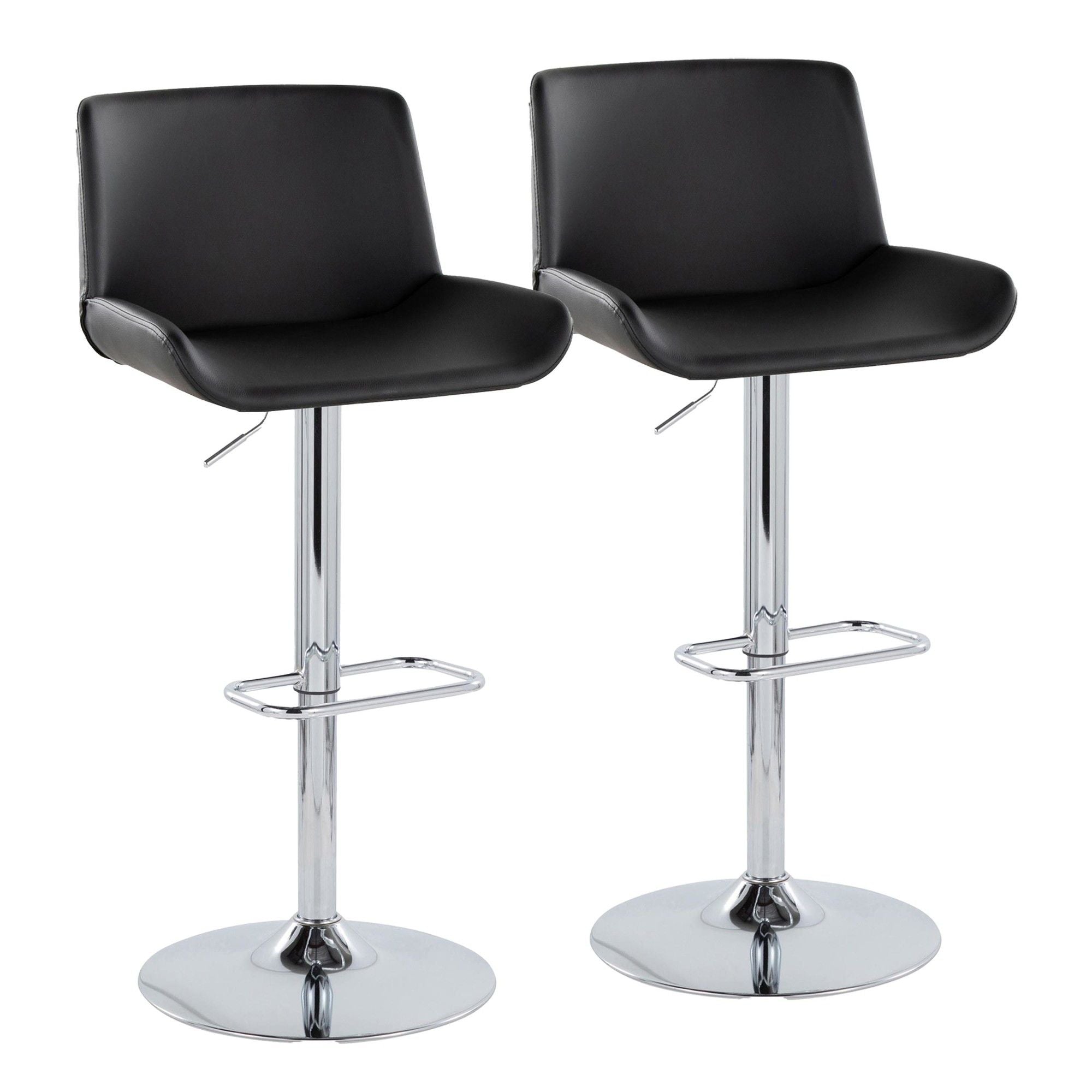 Santi - Upholstered Adjustable Barstool With Swivel And Rounded Rectangle Footrest (Set of 2) - Chrome Metal