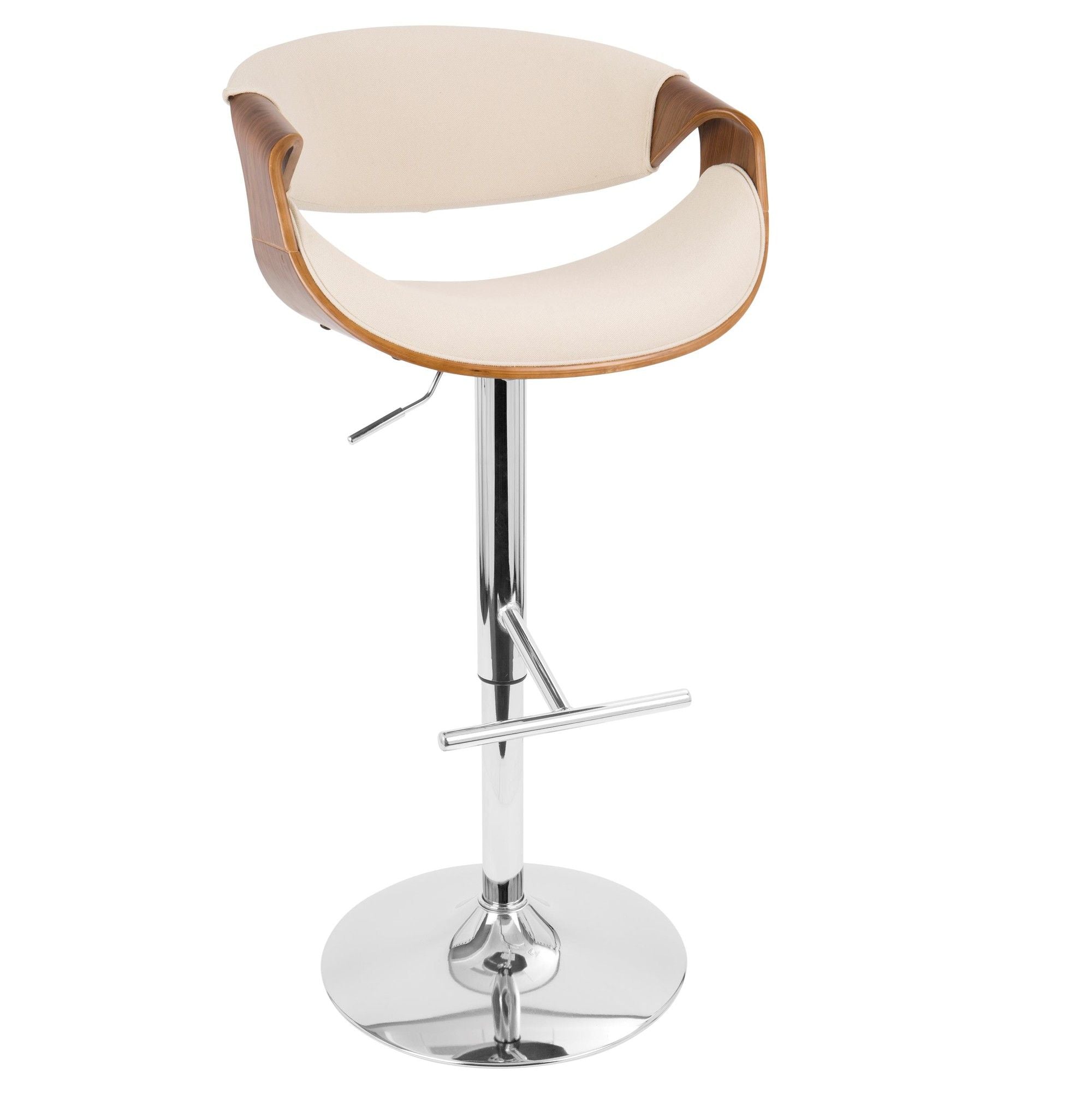Curvo - Adjustable Barstool With Swivel - Walnut And Cream