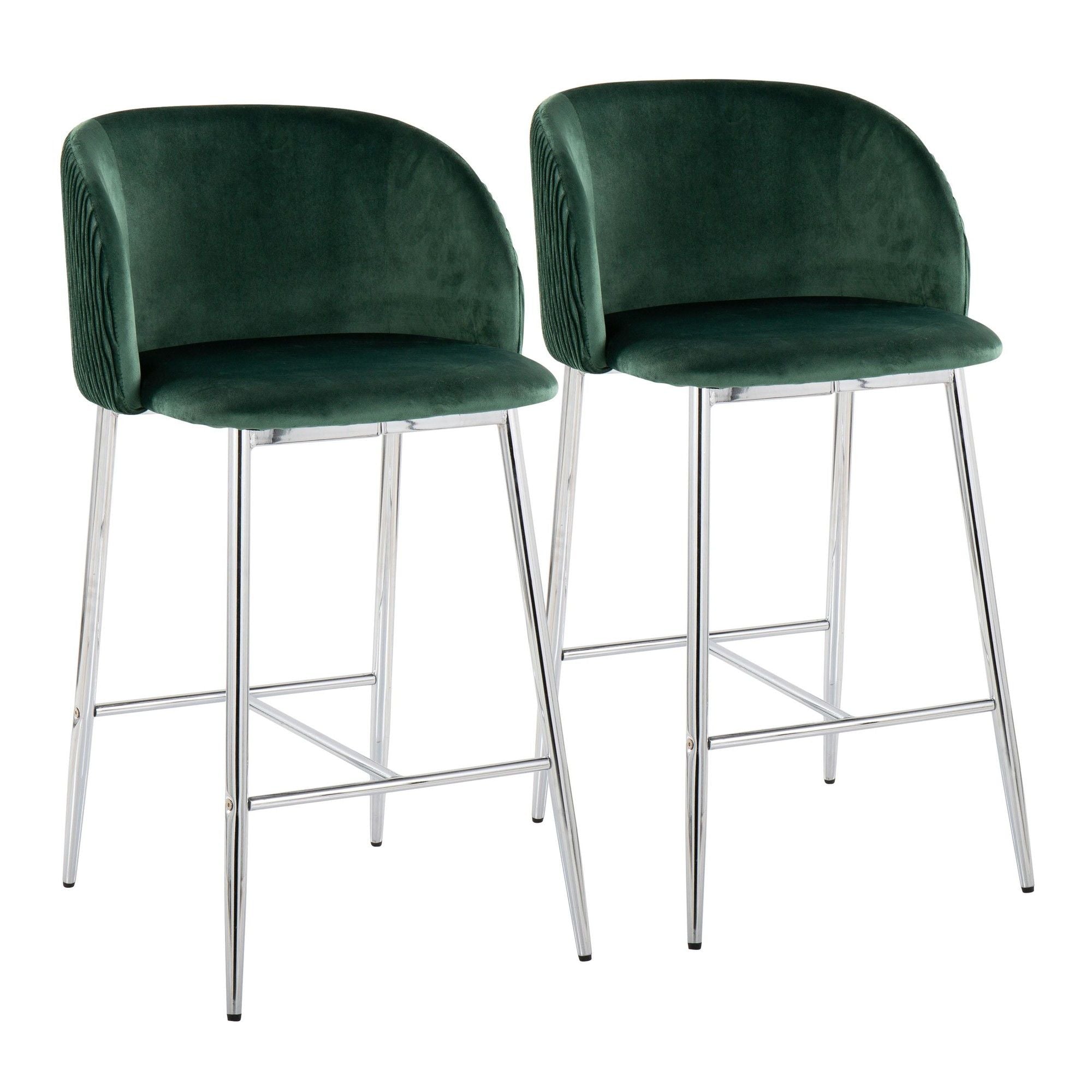 Fran Pleated Waves - 26" Fixed-Height Counter Stool (Set of 2)