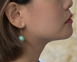 Marbled Teal Globe Earrings by #daughtersofcambodia