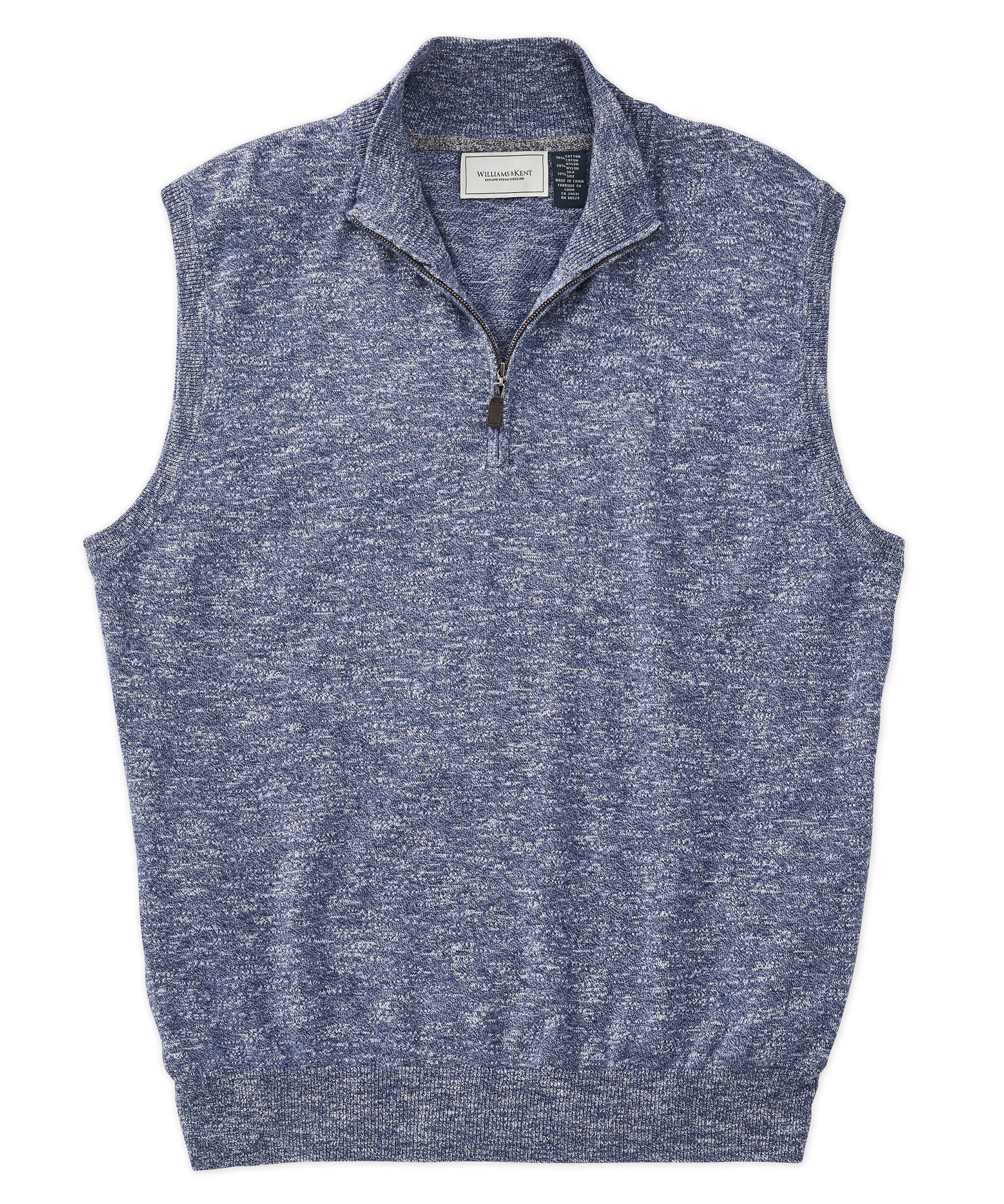 Wool-Nylon Full-Zip Sweater Vest - Williams & Kent