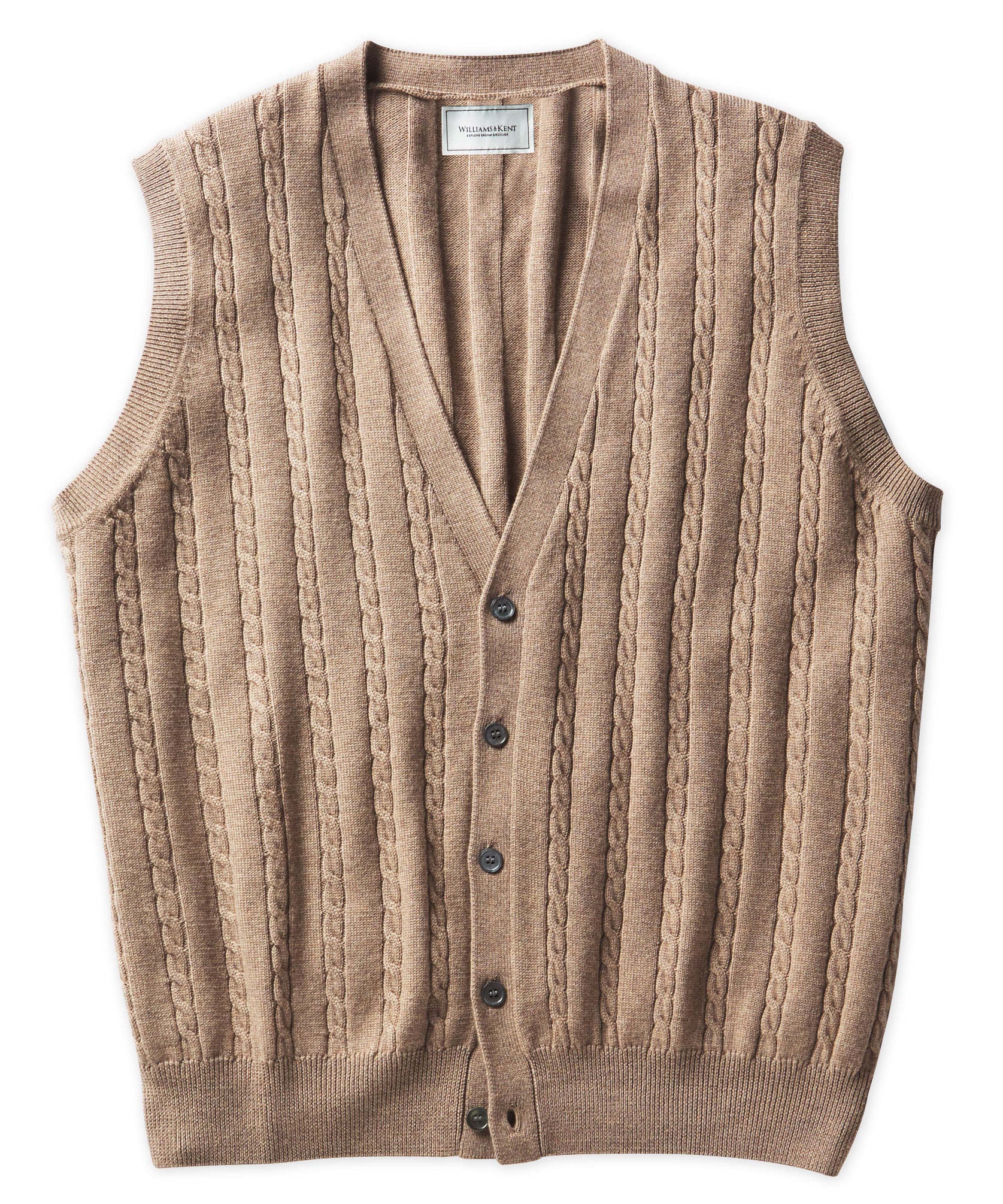 Mew Mew Rommelig Verfrissend Italian Merino Wool Button-Front Cable Sweater Vest - Williams & Kent