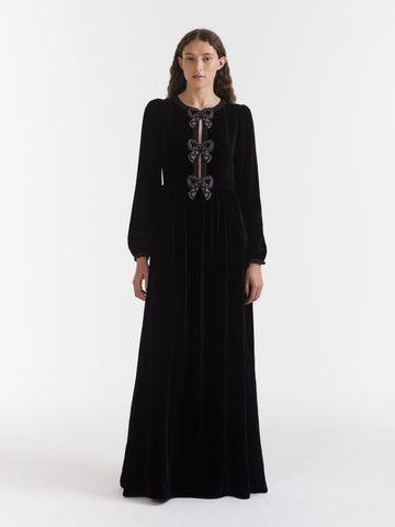 Camille Embellished Sun Moon Star Long Dress in Black – SALONI