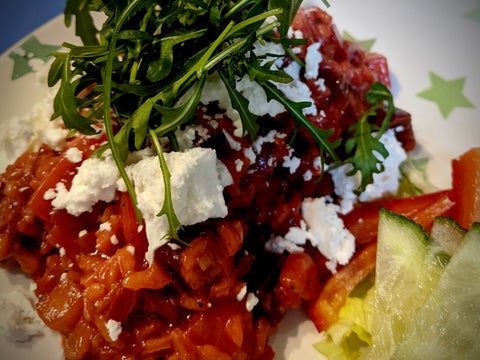 Beetroot Risotto with Vegan Feta