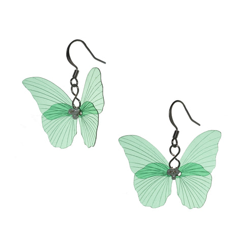 Butterfly Drop Earrings - Green