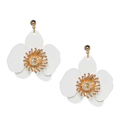 BUTTERFLY ORCHID STUD EARRINGS S - WHITE