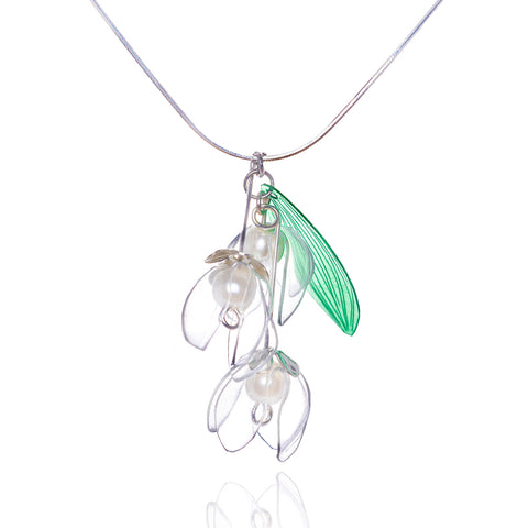 Lily of the valley necklace upcycled jewelry