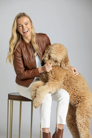 Leather Zip Jacket with Braided Detail - Time Out Clothing