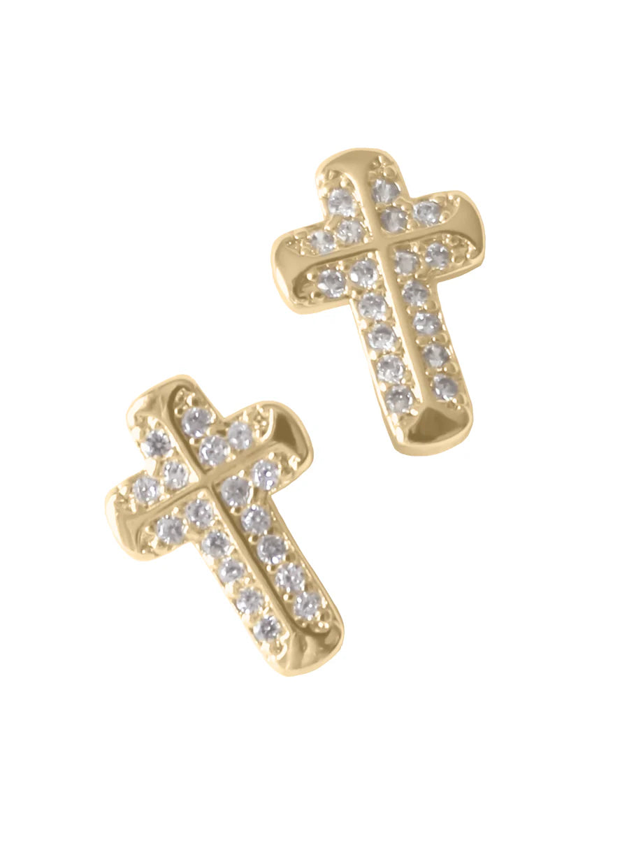 Noah Cross Stud Earring with Cubic Zirconias