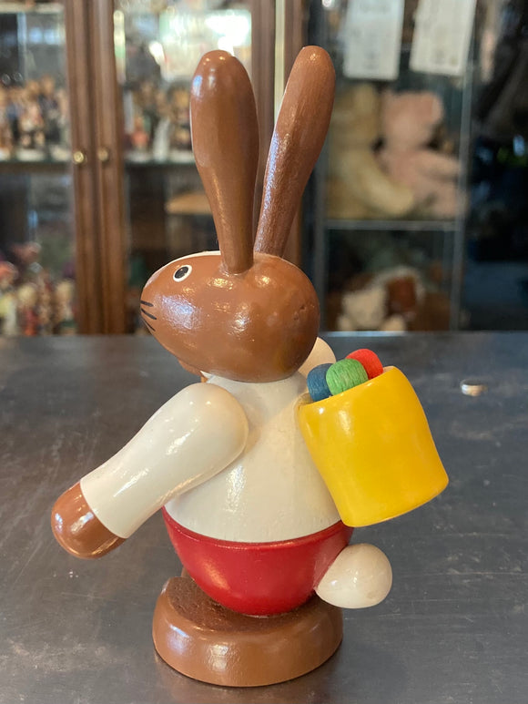 Ore Mountain Hand Made Colored  Easter Bunny with Hiking Stick