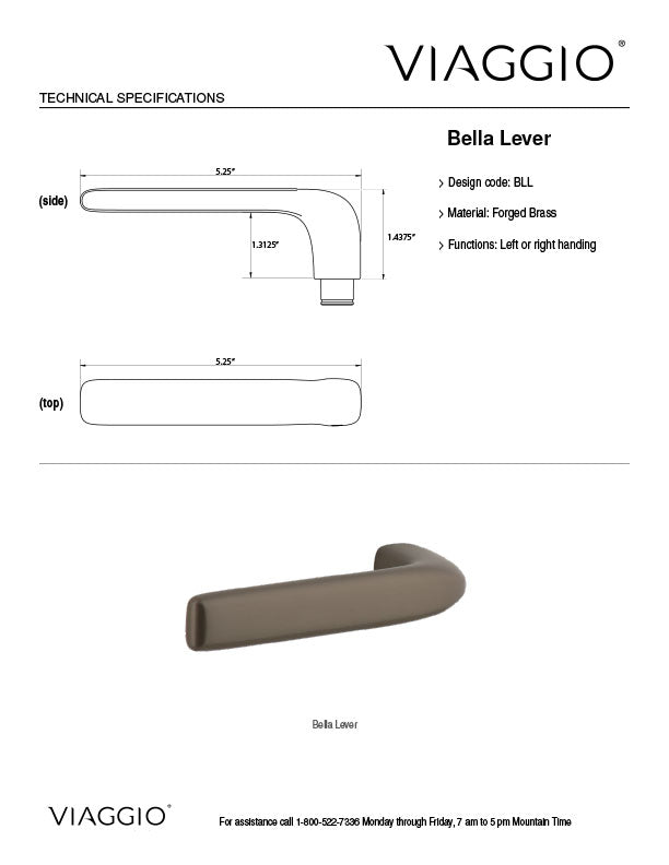 Bella Lever Technical Specifications