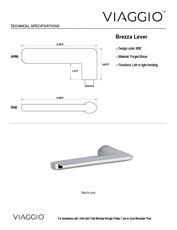 Brezza Lever Technical Specifications