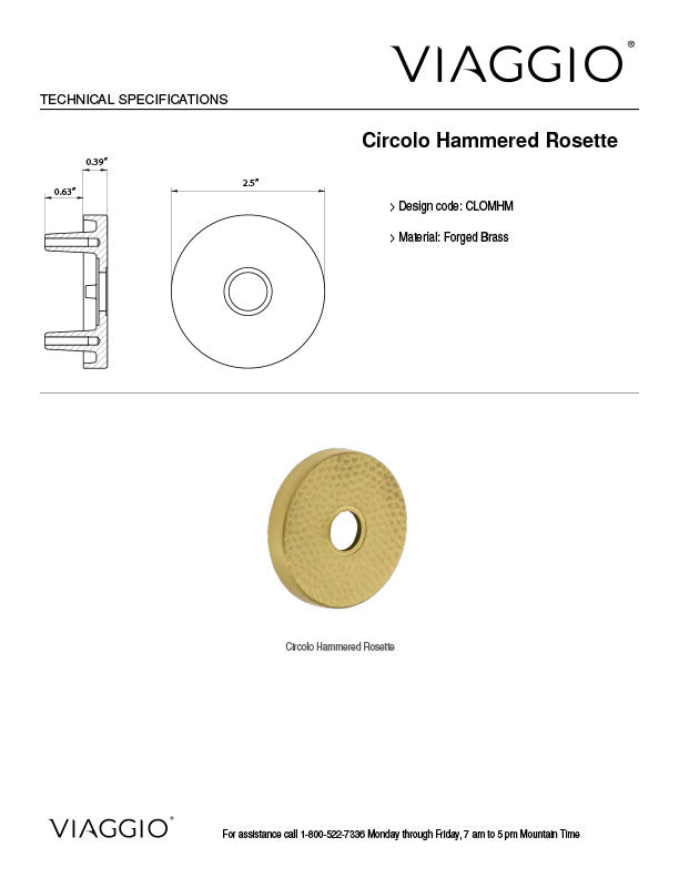 Circolo Motivo Hammered Rosette Technical Specifications