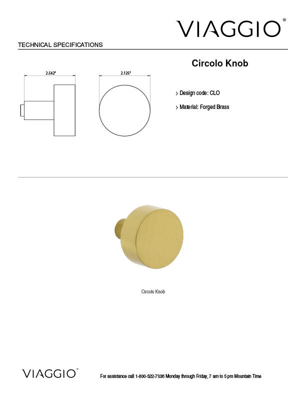 Circolo Crystal Knob Technical Specifications