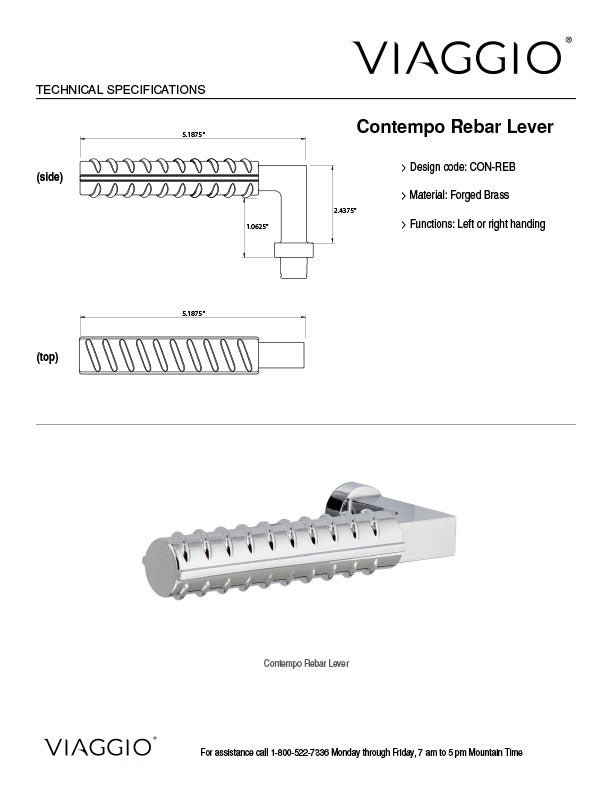 Contempo Rebar Lever Technical Specifications