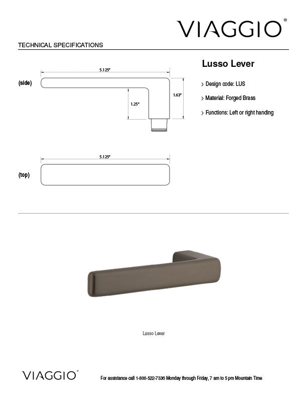 Lusso Lever Technical Specifications