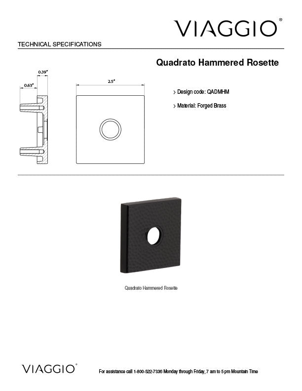 Quadrato Motivo Hammered Rosette Technical Specifications