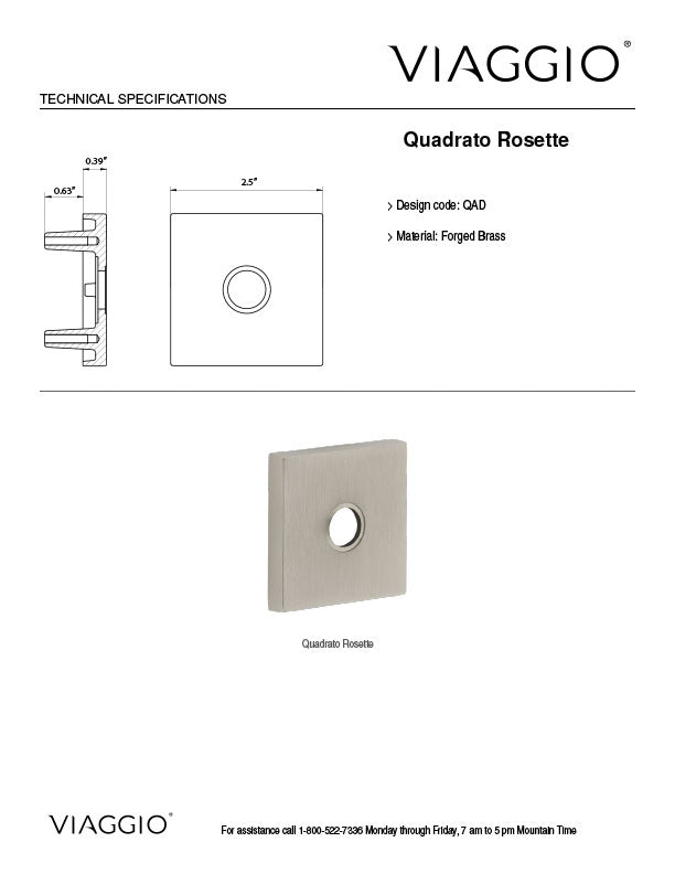 Quadrato Rosette Technical Specifications