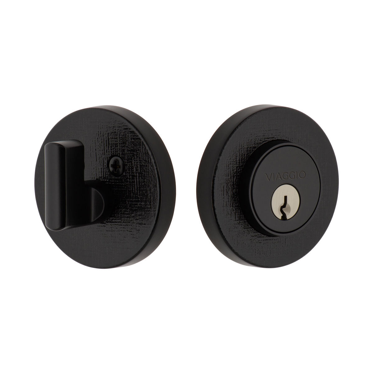 Circolo Single Cylinder Deadbolt Satin - in Black Viaggio Hardware