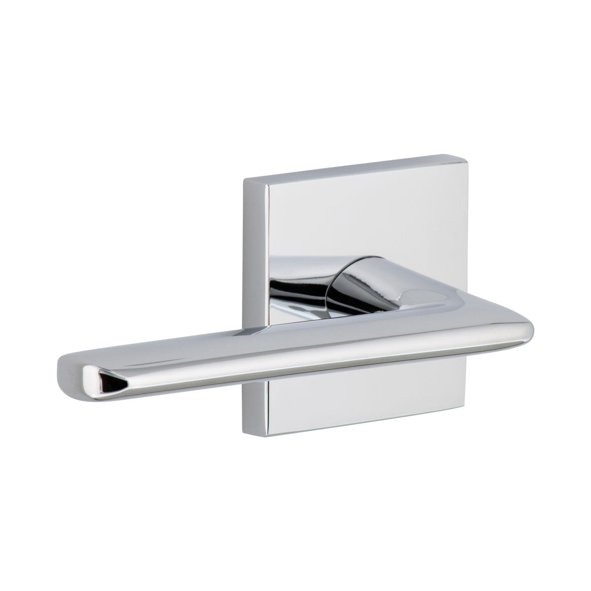 Quadrato Rosette with Brezza Lever in Bright Chrome - Viaggio Hardware product image