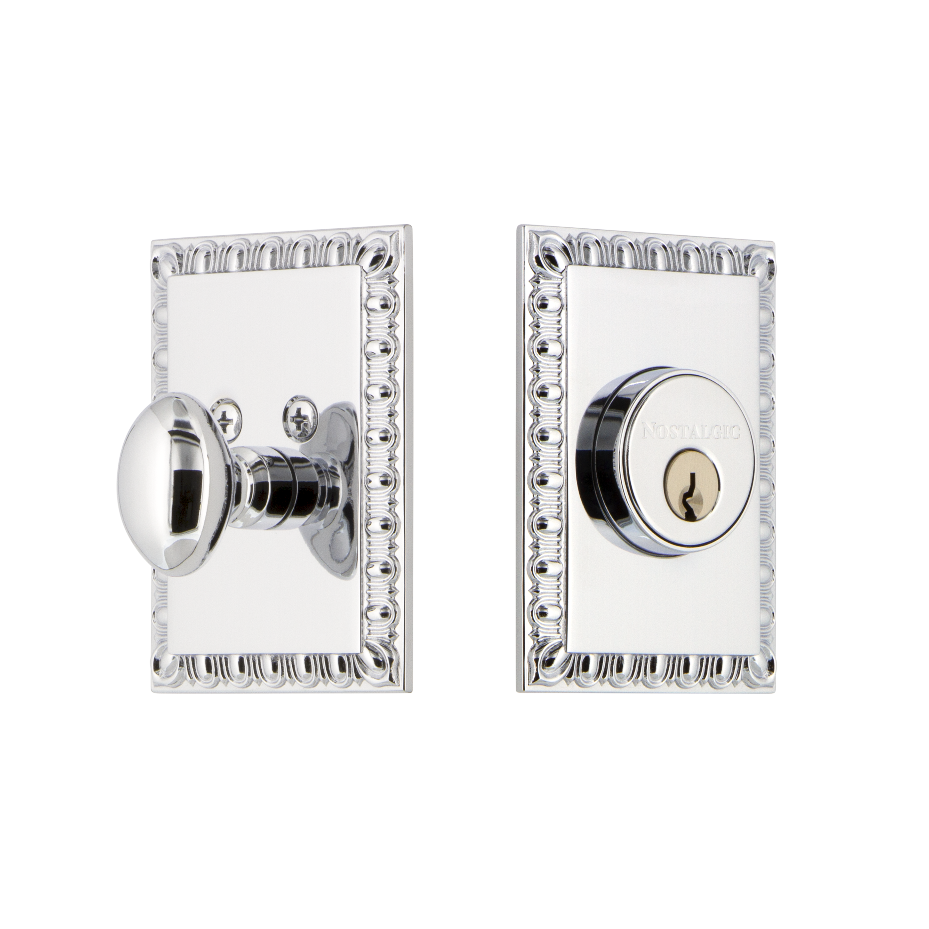 Neoclassical Single Cylinder Deadbolt in Bright Chrome
