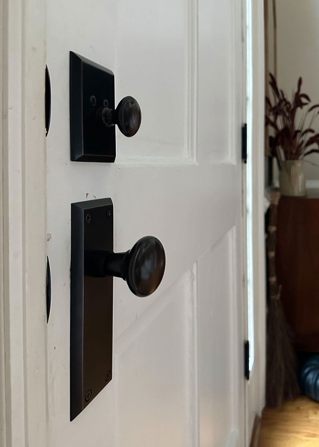 Kathryn Packard Bedroom Door with Nostalgic Door Hardware