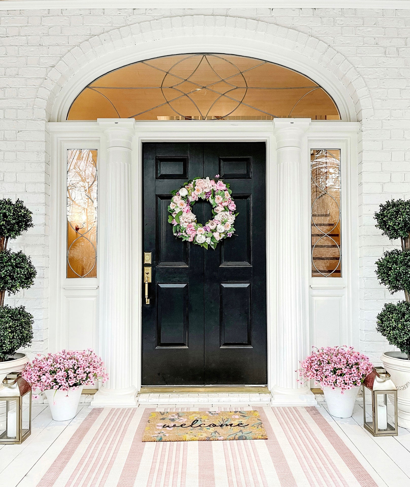 kathryn packard front porch summer refresh nostalgic warehouse brass door hardware entry handleset