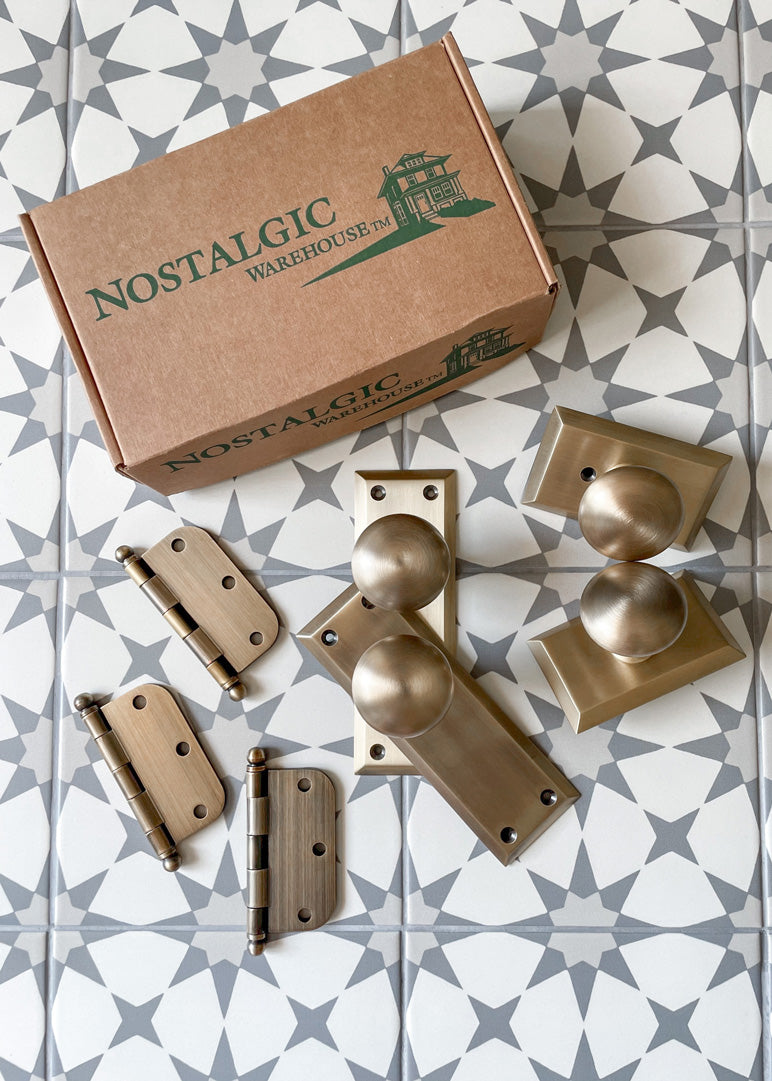 nostalgic warehouse antique brass new york studio hinges door hardware white elementary sj shelby johnson tile floor