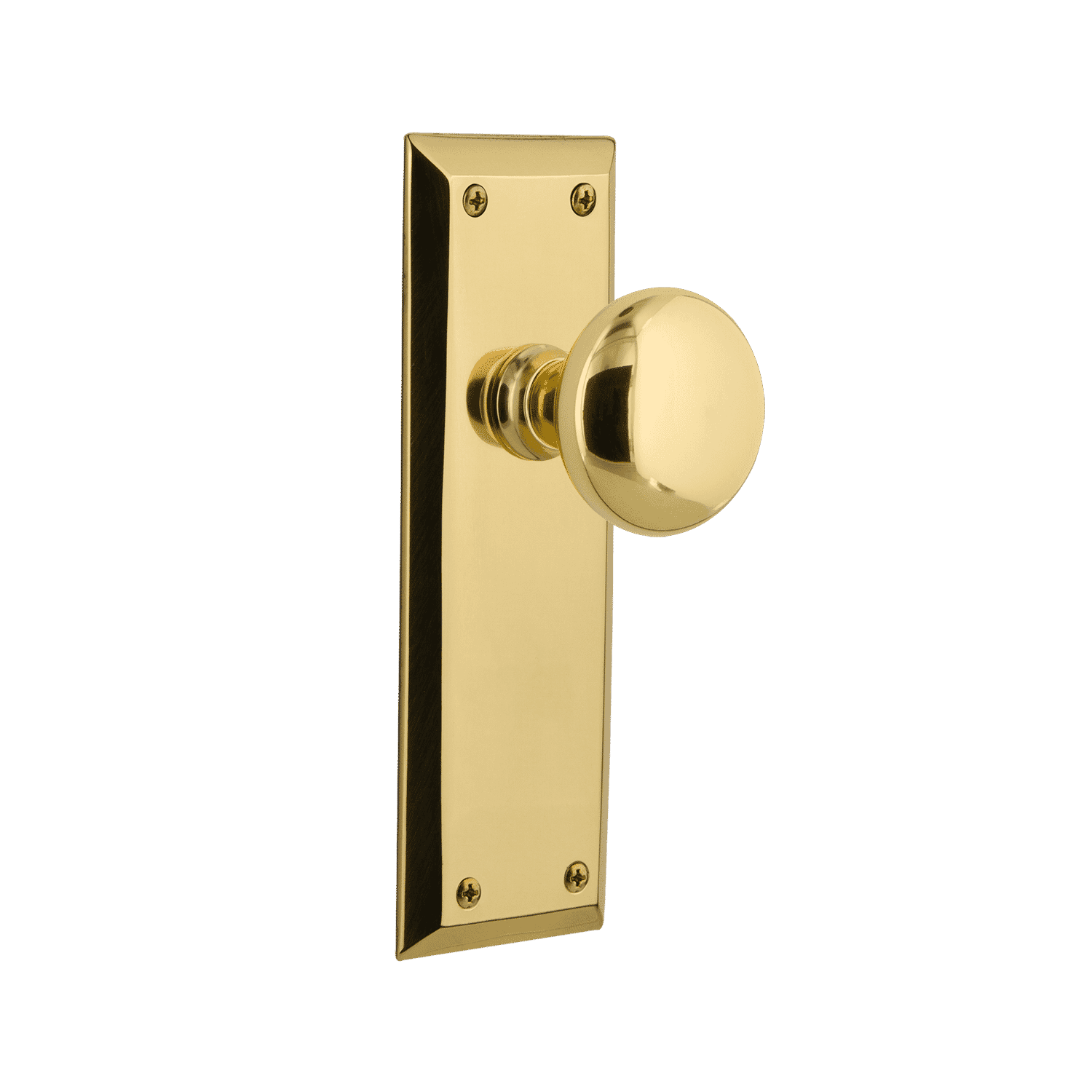 New York Long Plate with New York Knob in Polished Brass