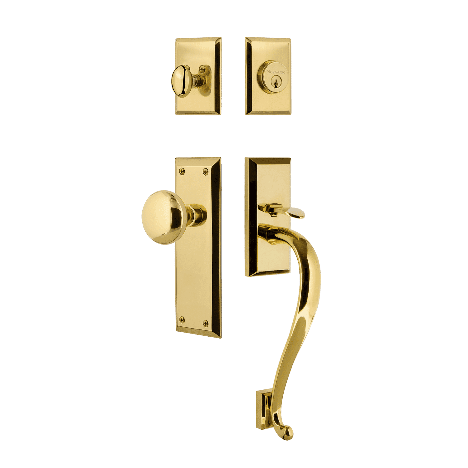 New York entry set in Polished Brass