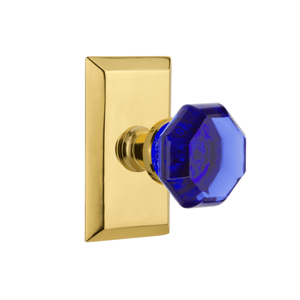 new york studio style vintage brass door hardware blue crystal knob doorknob