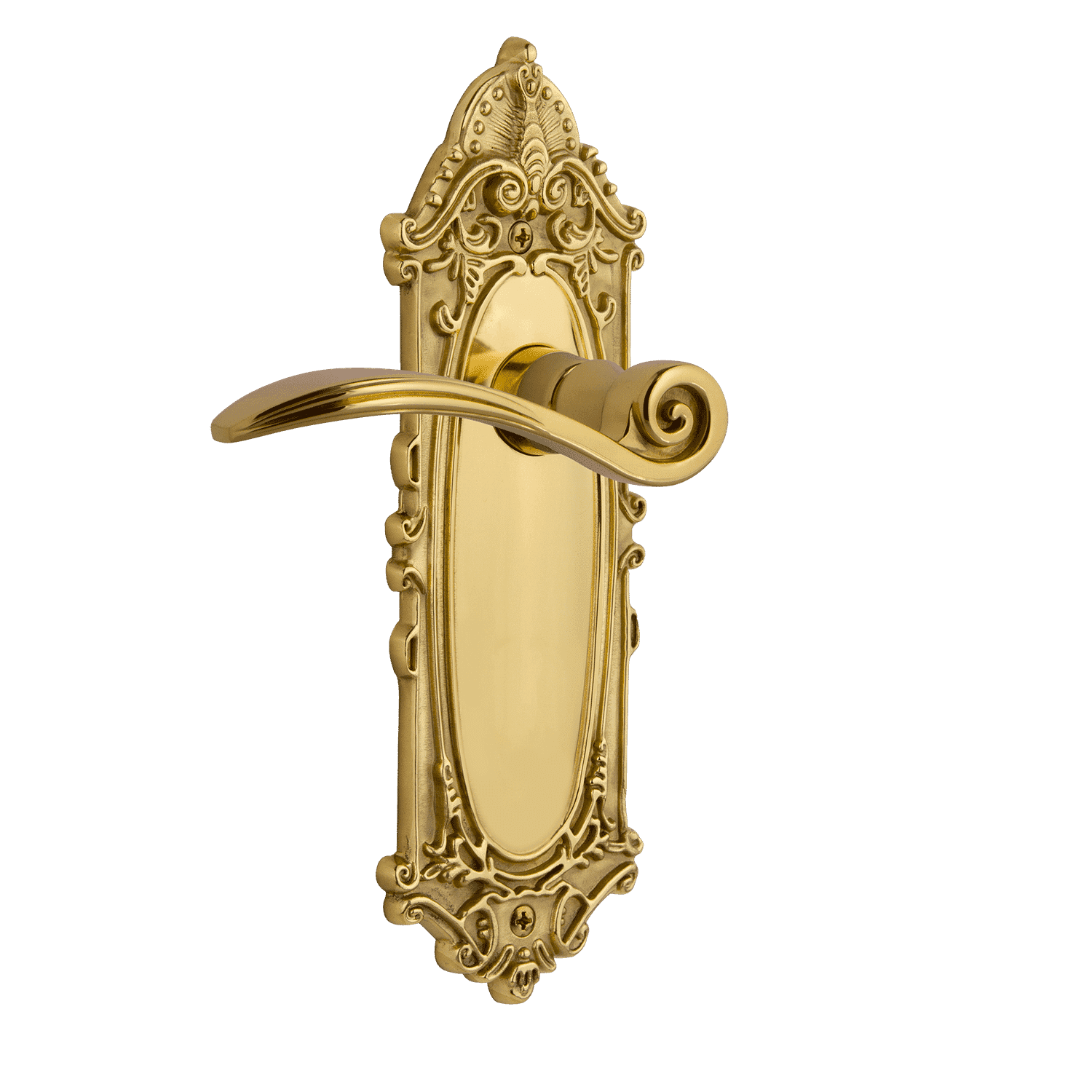 Victorian Long Plate with Swan Lever in Unlacquered Brass