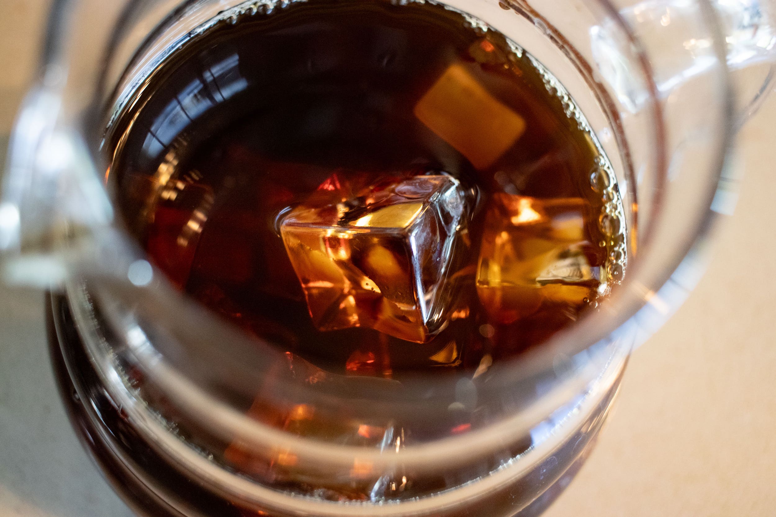 Freshly brewed iced Kalita coffee