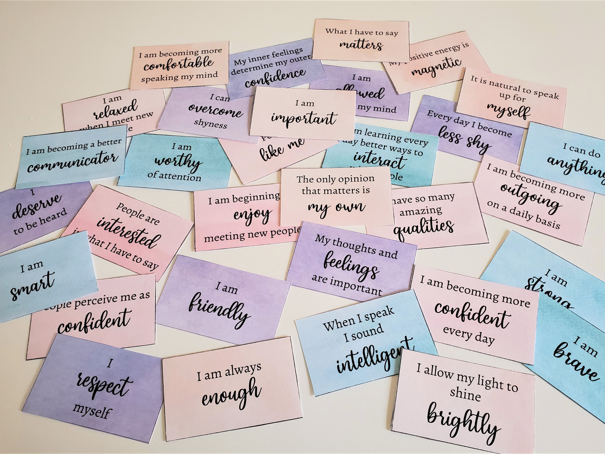 Watercolor Printable Affirmation Cards For Confidence To Overcome Shyn ...