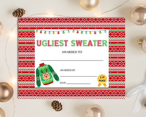 Printable Ugly Sweater Award Voting Cards and Sign Cassie Smallwood